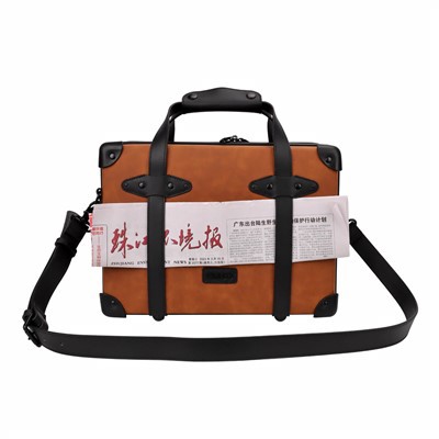 Custom Vintage Nylon And Leather Trim Suitcase